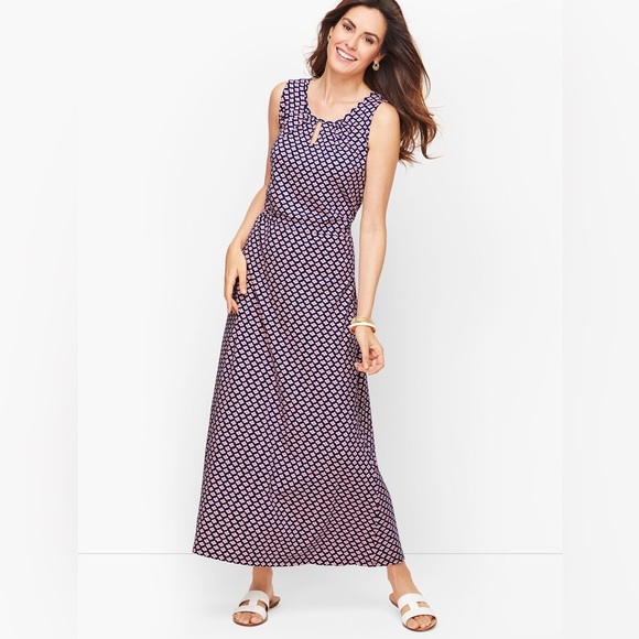 NWT TALBOTS Wear To Work Jersey Maxi Dress Daisy Print NEW PM Petite Medium - Picture 1 of 10